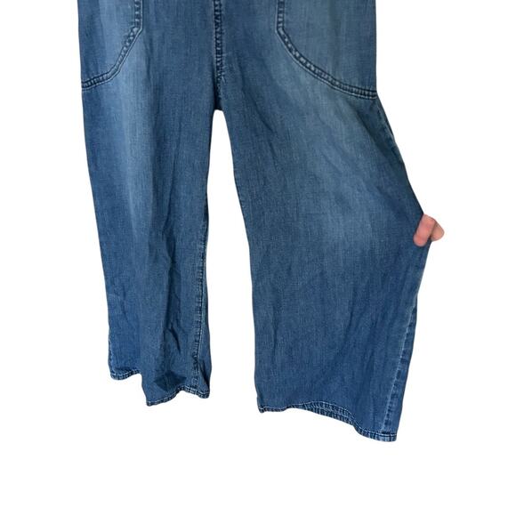 AG Adriano Goldschmied Denim Halter Jumpsuit Women’s L Wide Leg Blue 100% Cotton - Picture 6 of 10